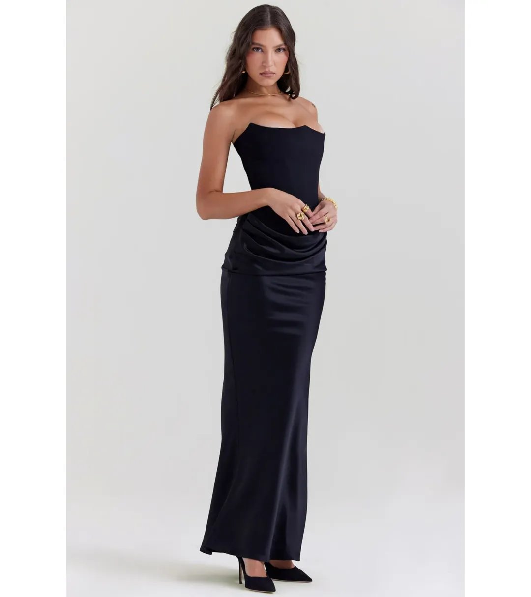 House of CB Persephone Strapless Corset Dress Black Size 6/XS for rent on The Volte - main image