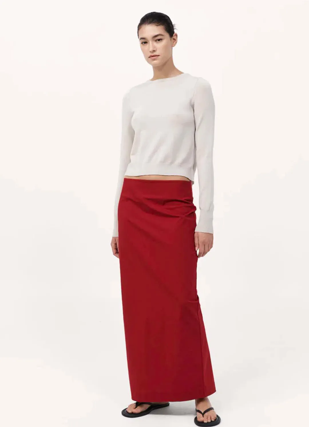 St Agni Strapless Tie Back Top and Minimal Column Skirt Set Rosso Red Size 8 for rent on The Volte - main image