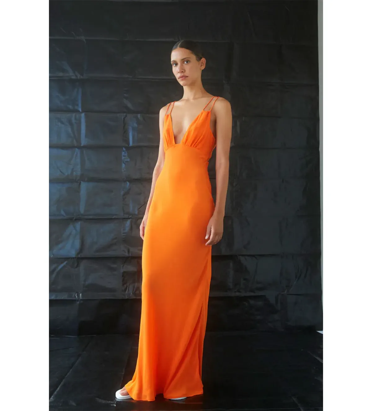 Paris Georgia Bernie Slip Dress Vivid Orange Size S/Au 8 - Image 3