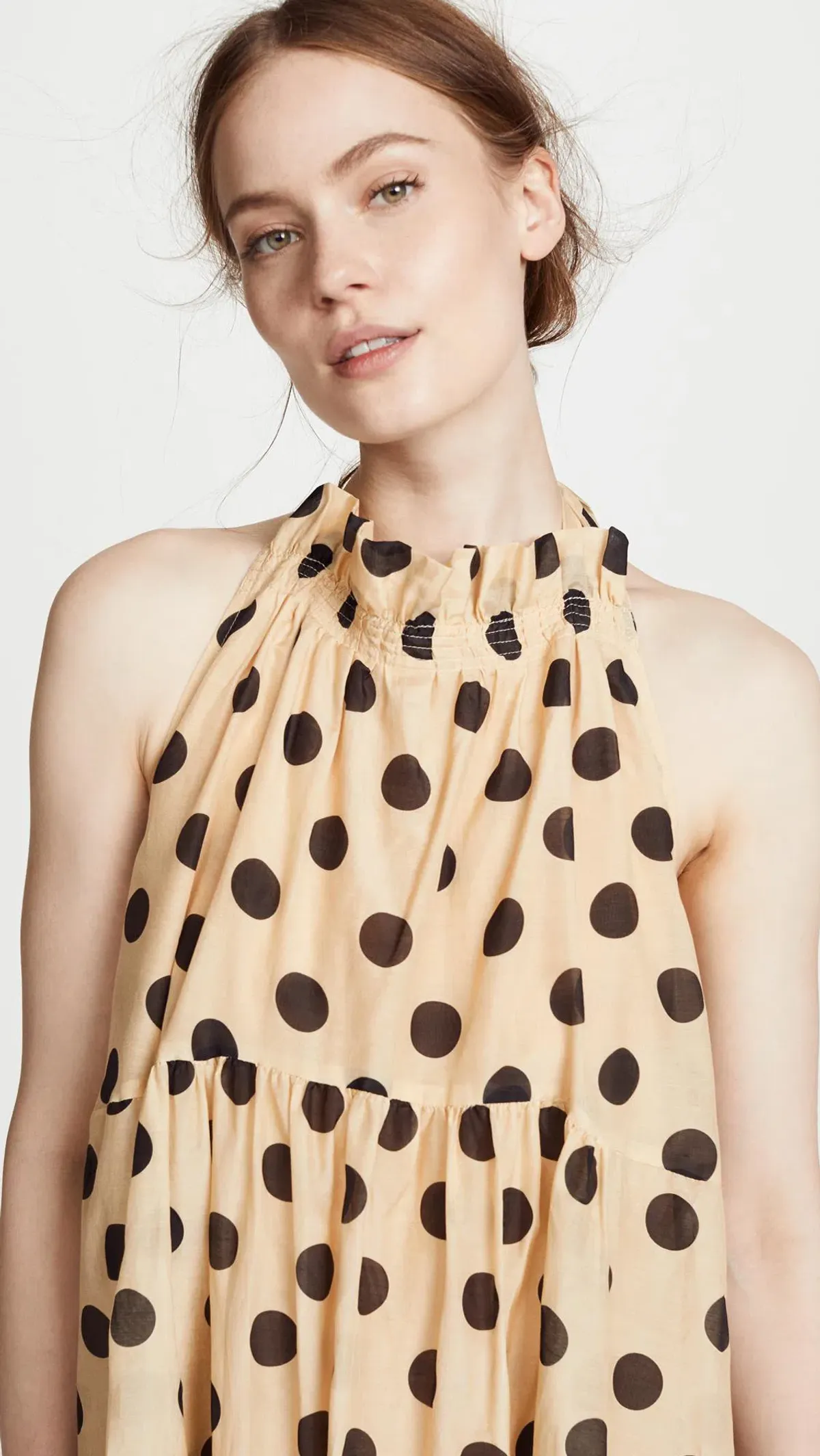 Lee Mathews Minnie Spot Halter Midi Dress Barley/Print Size 8 - Image 3