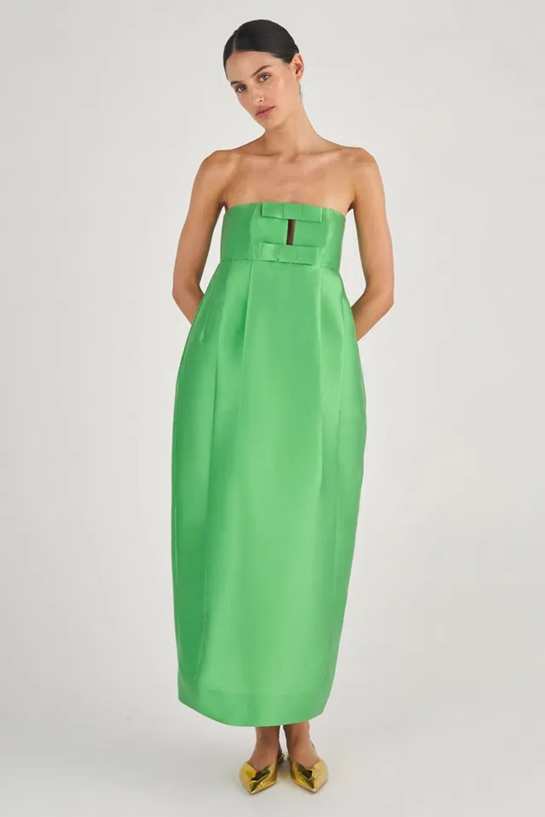 Oroton Bow Detail Gown Green Size 6 for rent on The Volte - main image
