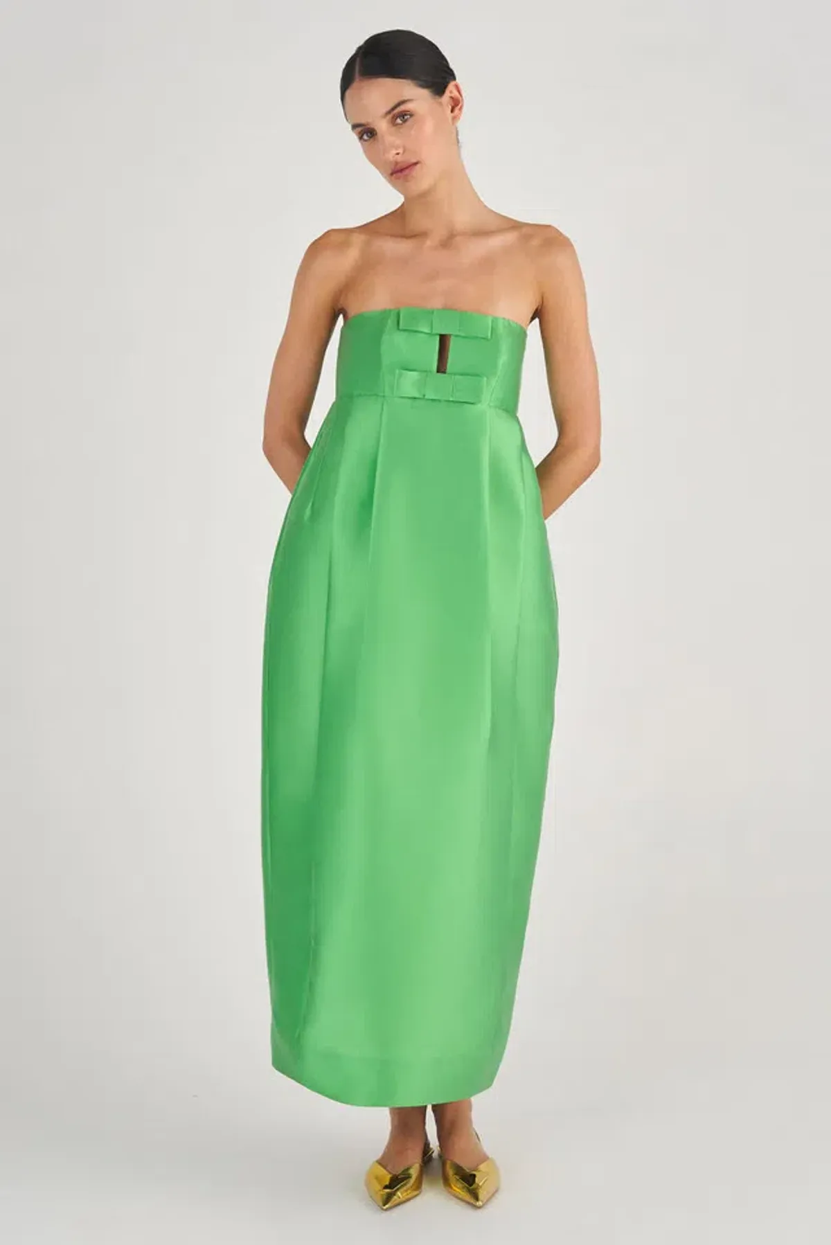 Oroton Bow Detail Gown Green Size 6 for rent on The Volte - main image
