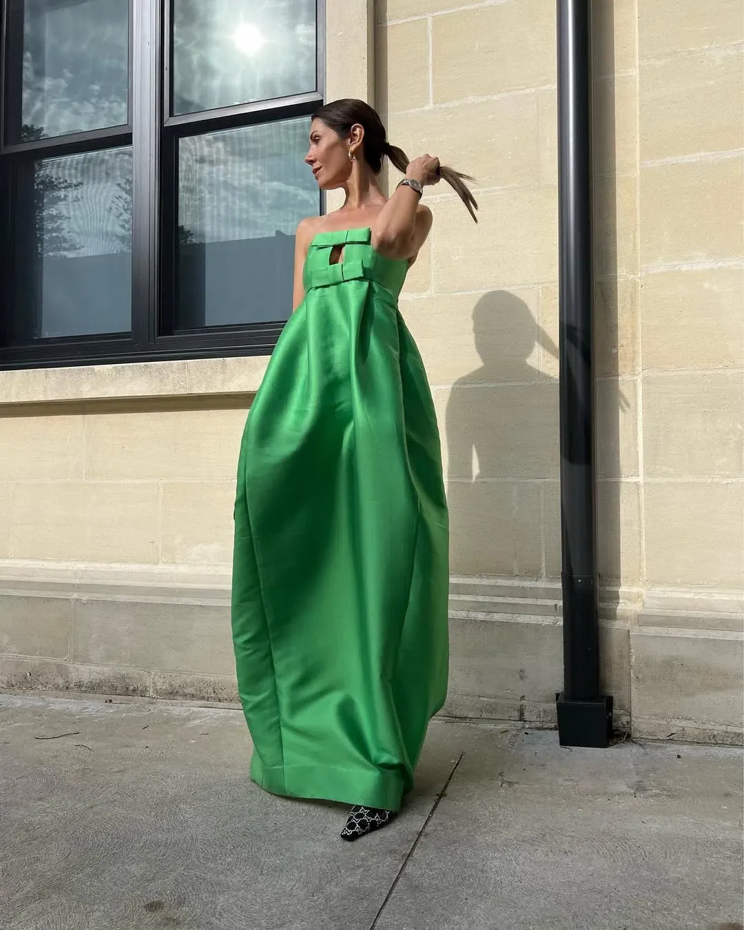 Oroton Bow Detail Gown Green Size 6 for rent on The Volte - main image