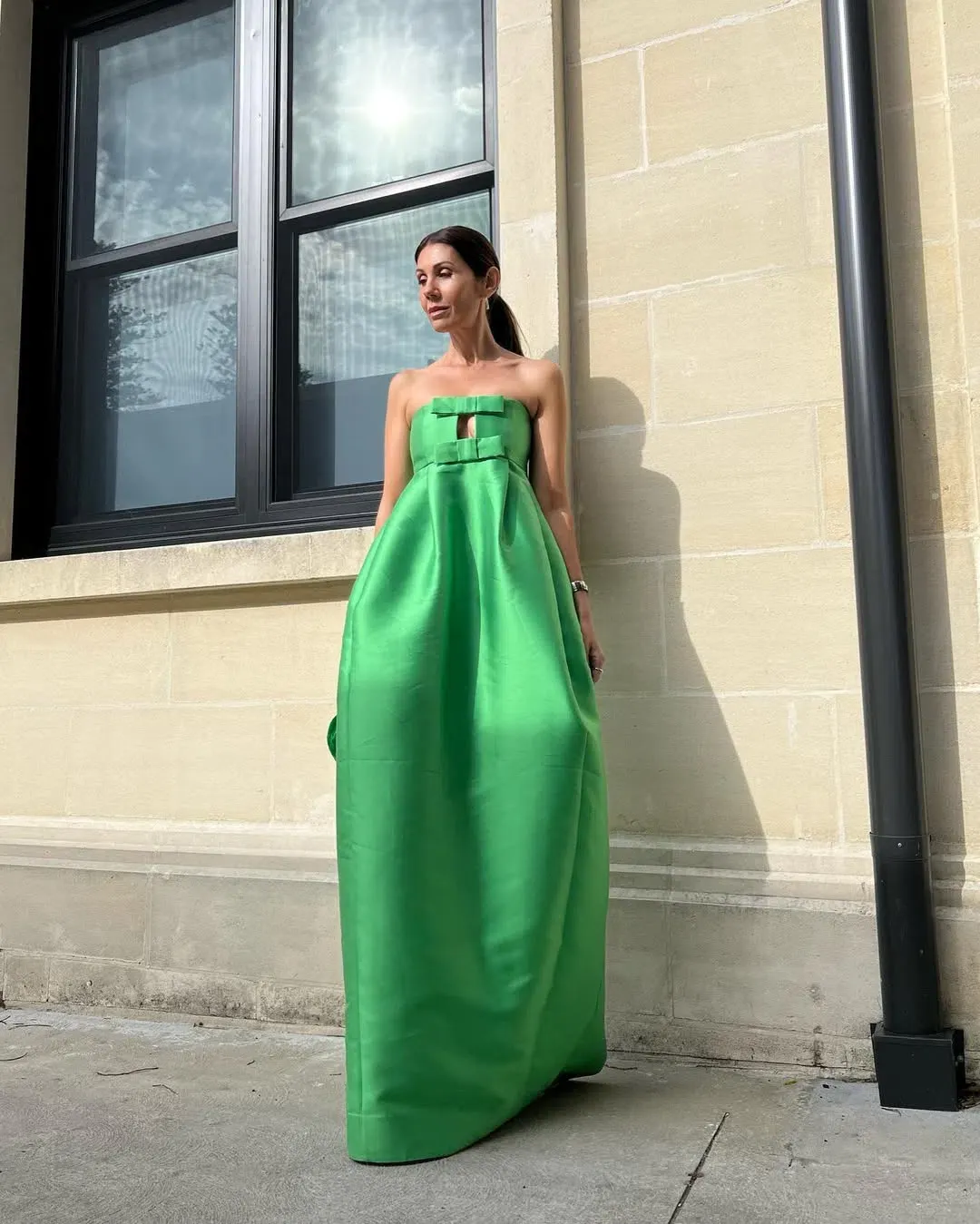 Oroton Bow Detail Gown Green Size 6 for rent on The Volte - main image