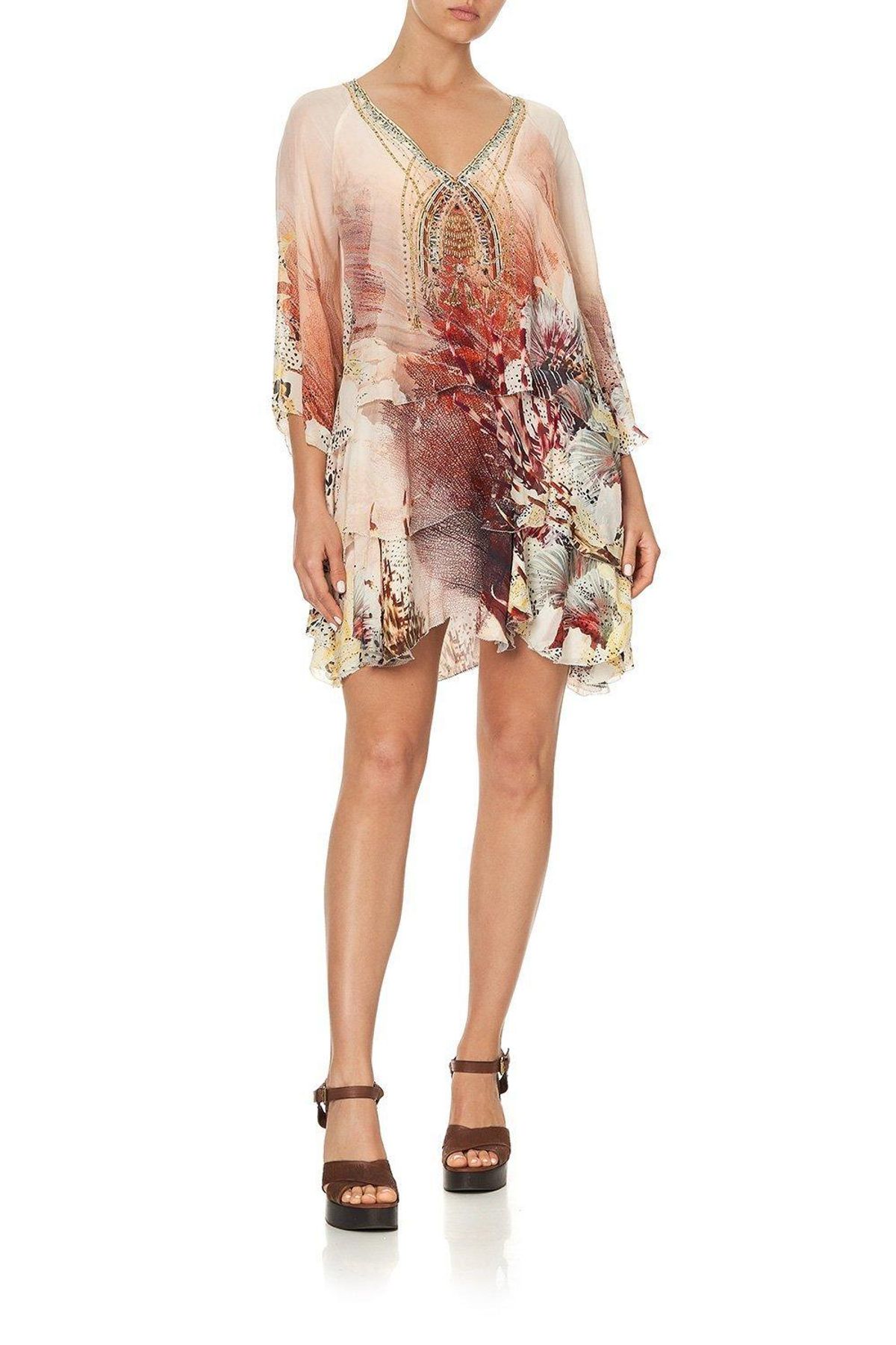 Camilla Layered Frill Short Dress Coastal Treasure Size 10 - Image 3