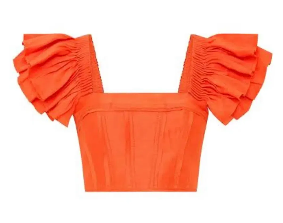 Aje Imagination Frill Sleeve Top Orange Size 14 & Yves Midi Skirt Size 12 - Image 8