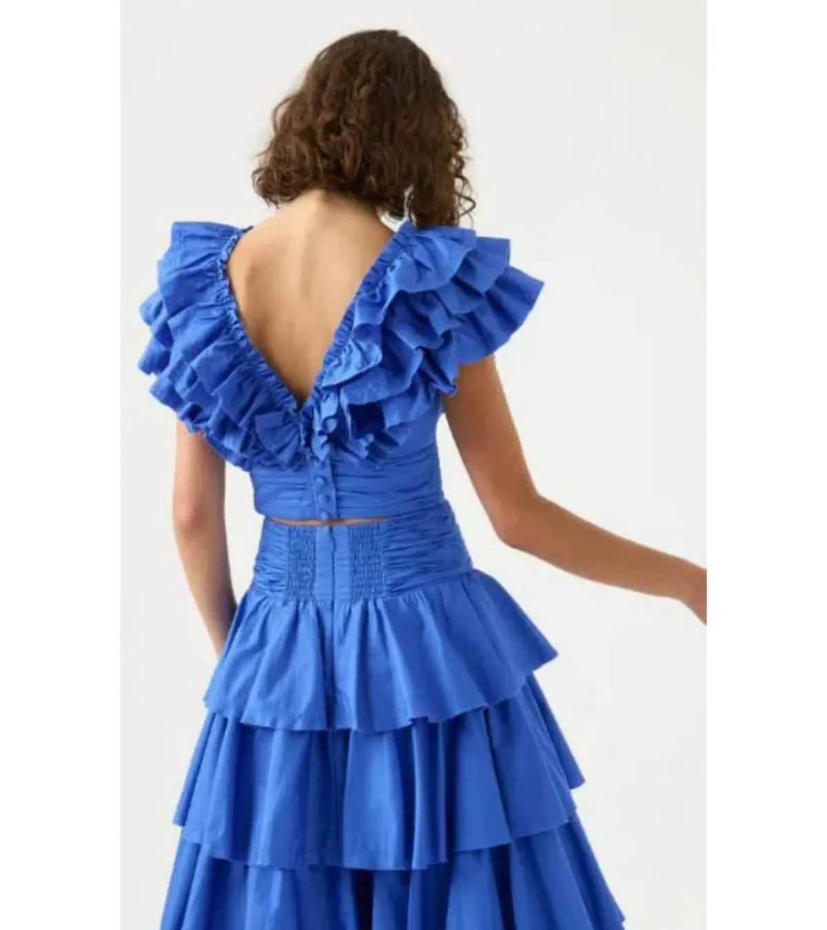 Aje Imagination Frill Sleeve Top Size AU 14 and Eleni Tiered Maxi Skirt Blue Size AU 12 - Image 3