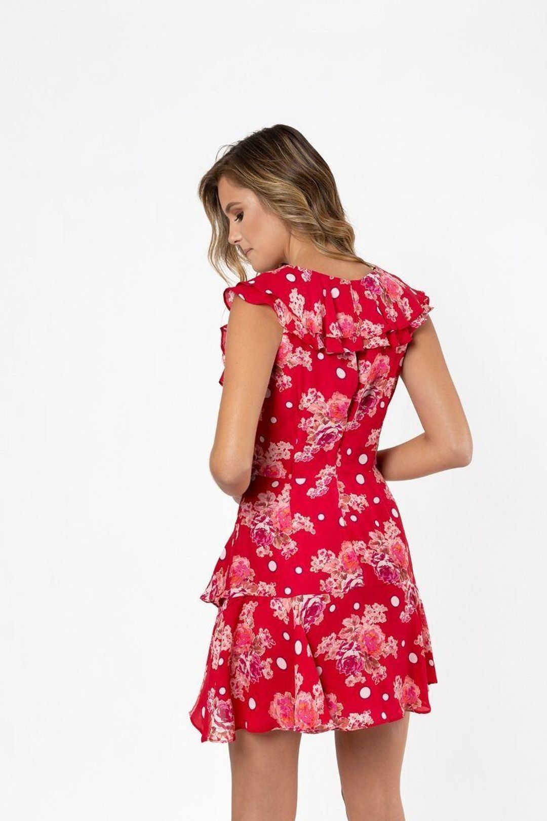 Talulah Florence Ruffle Mini Dress Red Size 6 for rent on The Volte - main image