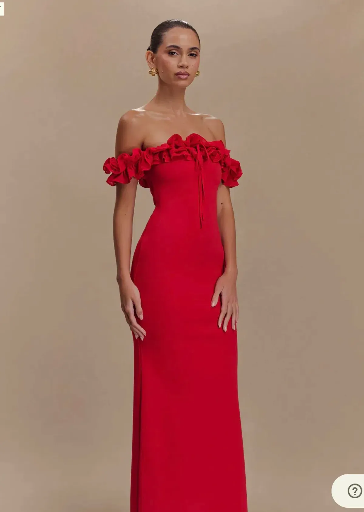 Nova - Ruffle Off Shoulder Maxi Dress - Ruby - Image 4