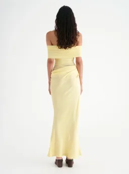 Benni Nico Off Shoulder Maxi Dress in Butter Size AU 10 for rent on The Volte - image 3