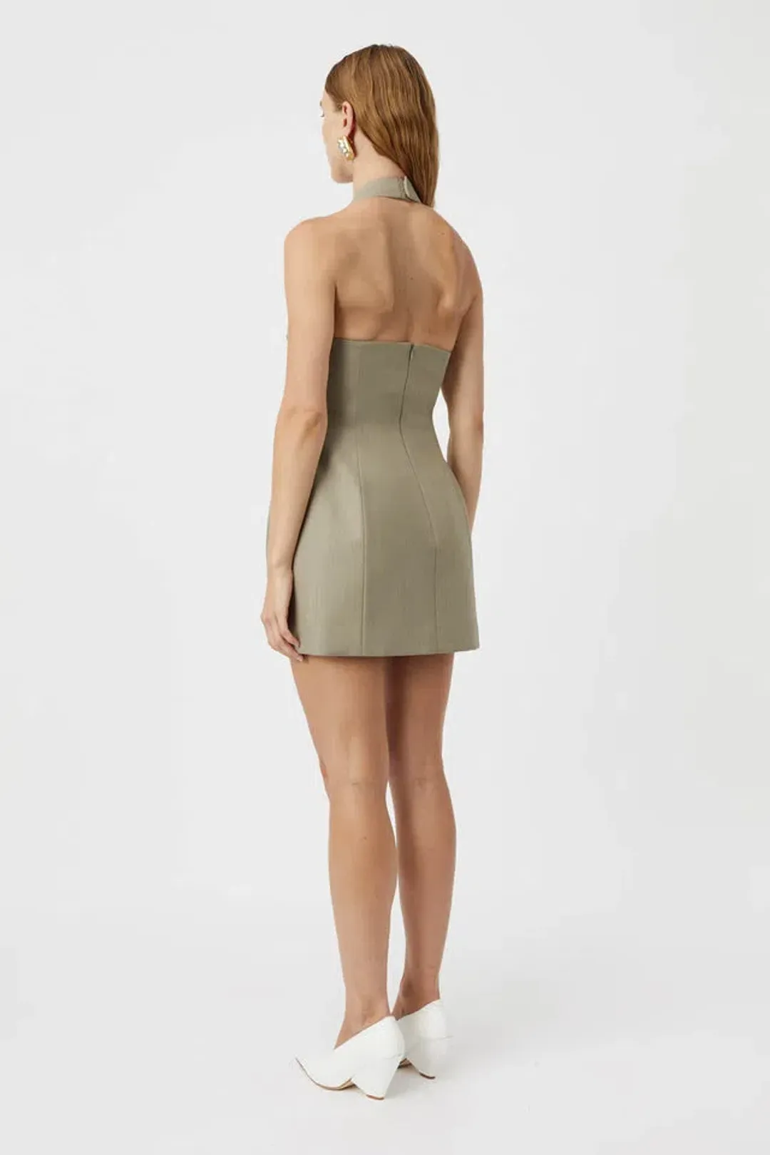 Camilla & Marc Pompidou Mini Dress Olive Marle Size 10 for rent on The Volte - main image