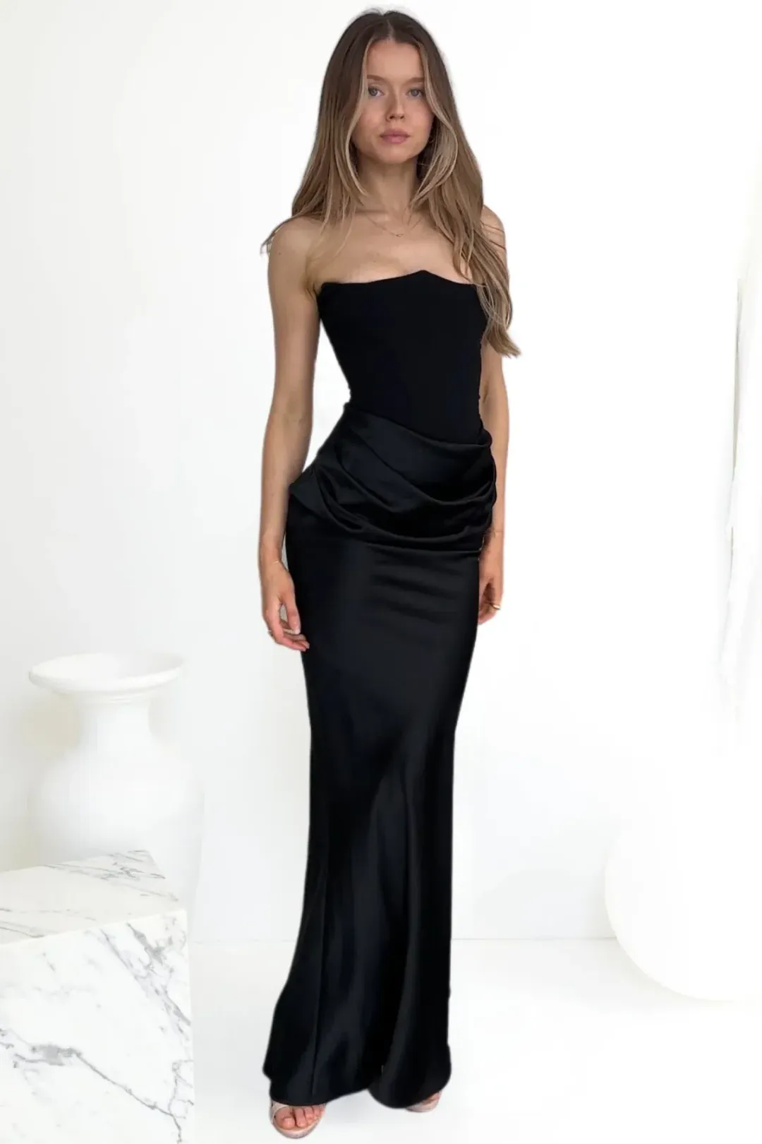 House of CB Persephone Black Satin Corset Size AU 8 Plus Cup for rent on The Volte - main image