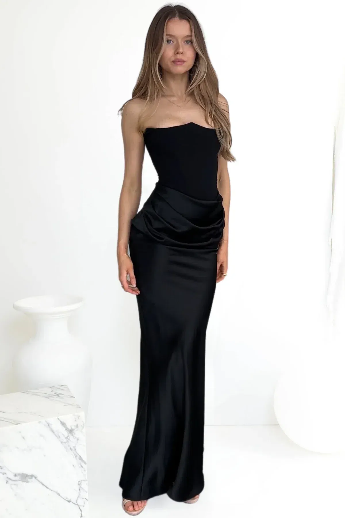 House of CB Persephone Black Satin Corset Size AU 8 Plus Cup for rent on The Volte - main image