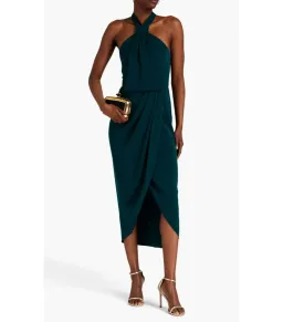 Shona Joy Knot Draped Midi Dress Green Size AU 14 for rent on The Volte - image 1