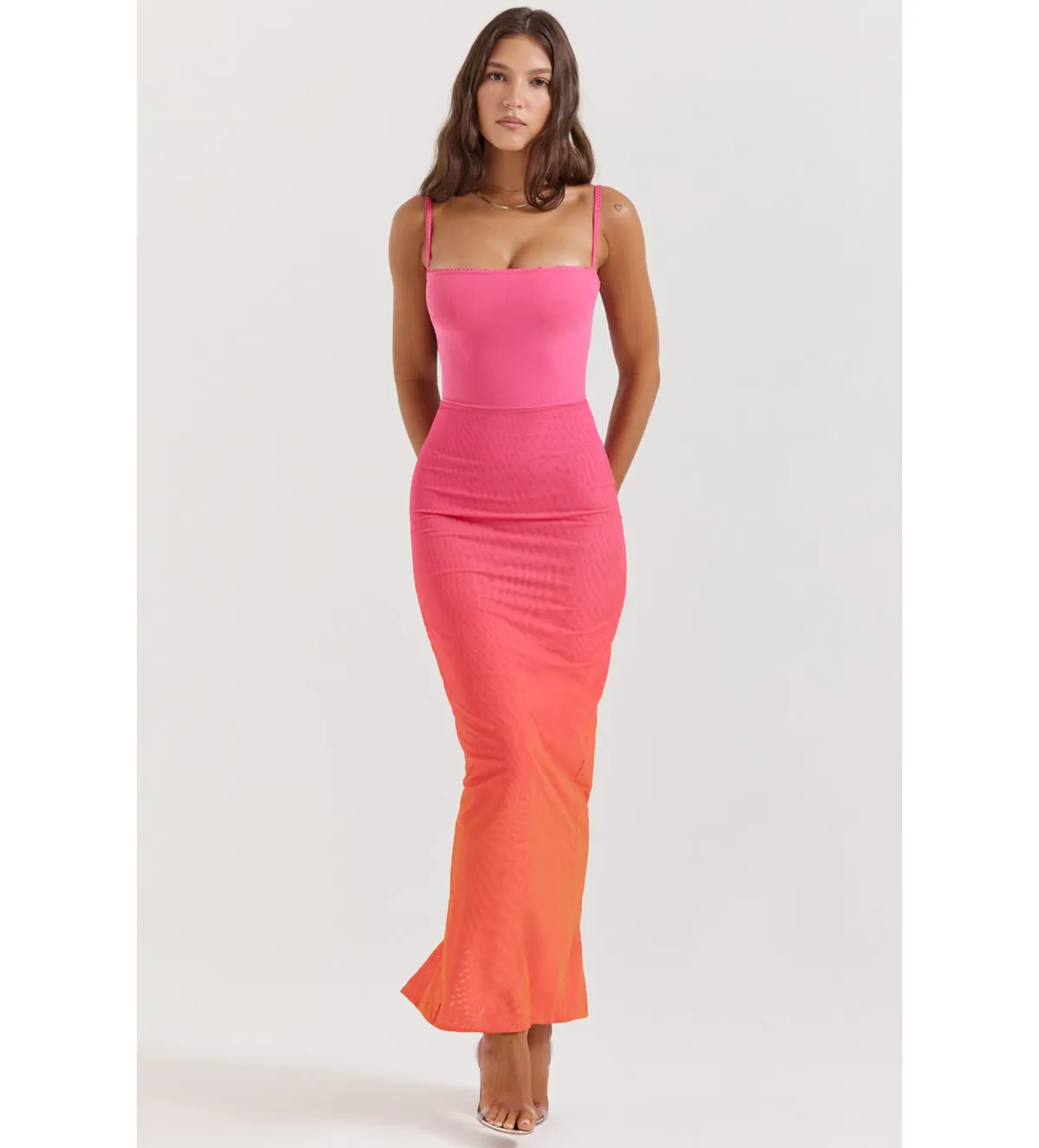 House Of Cb Calista Ombre Maxi Dress Pink Size S / Size Au 8 for rent on The Volte - main image