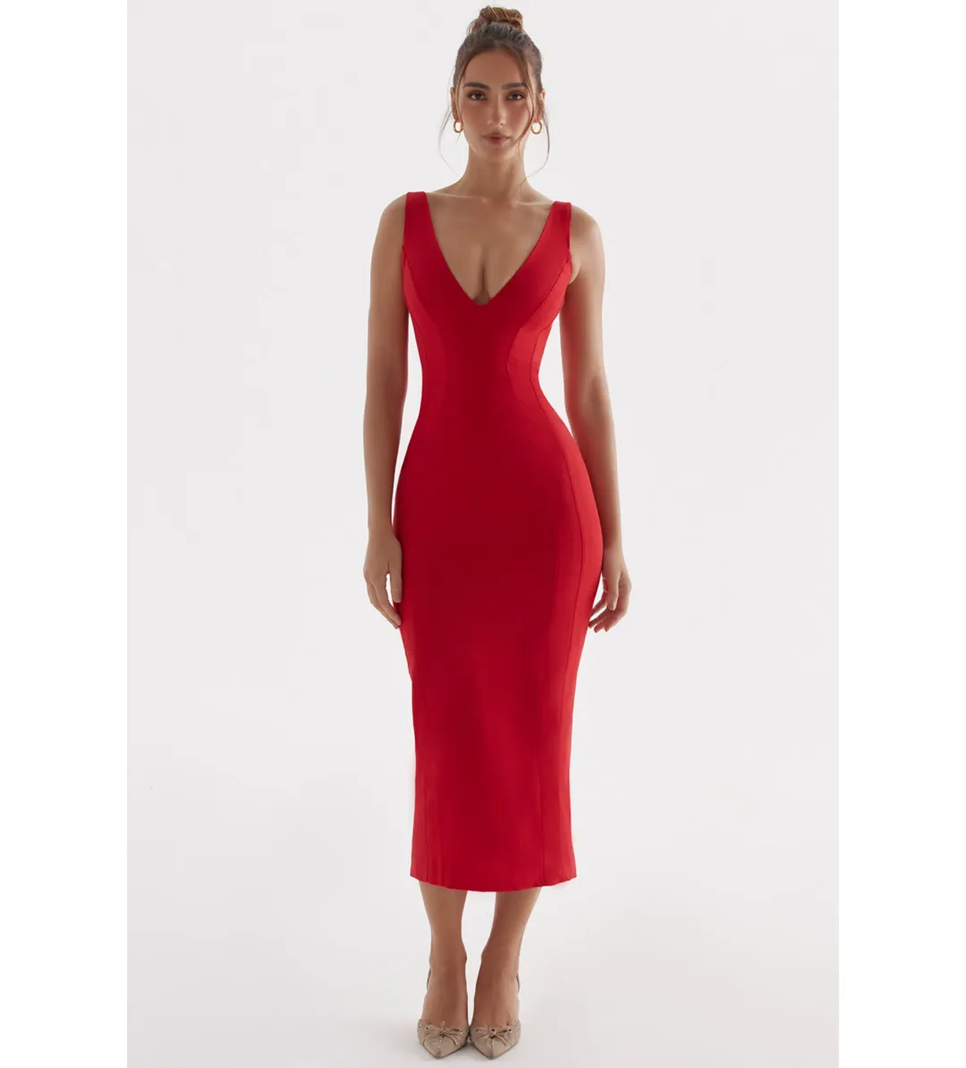 House Of Cb Cece Midi Dress Red Size S / Size Au 8 for rent on The Volte - main image