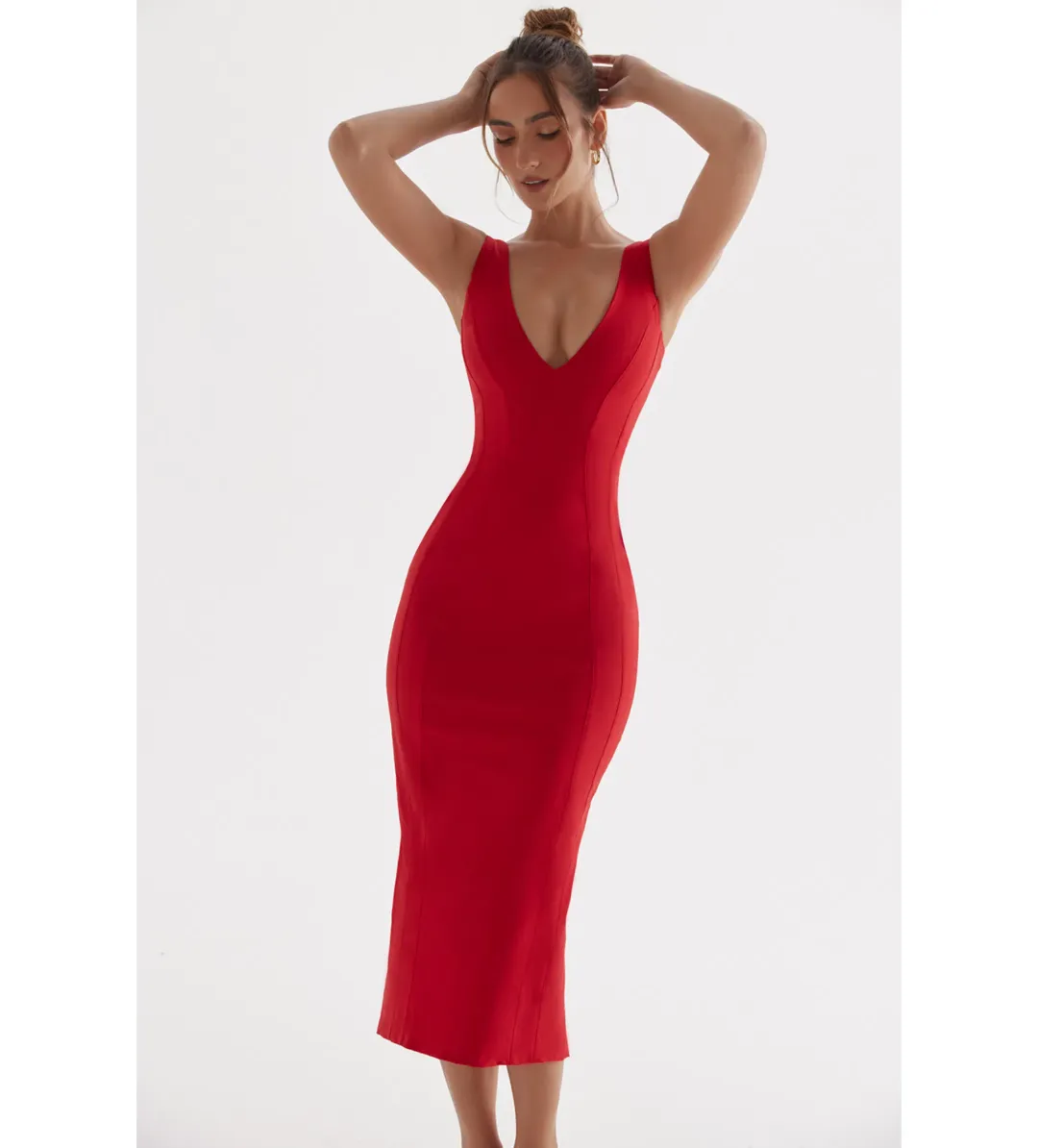 House Of Cb Cece Midi Dress Red Size S / Size Au 8 for rent on The Volte - main image