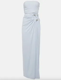 Simkhai Emma Draped Jersey Bustier Gown Blue Size Au 8 for rent on The Volte - image 1