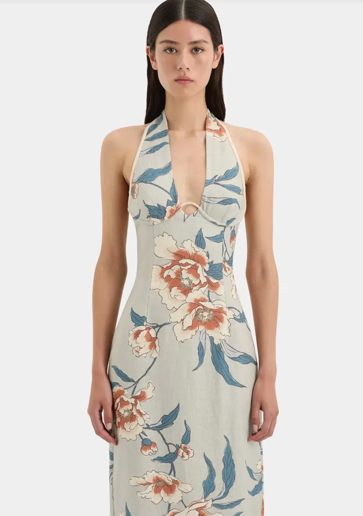 Roisin Halter Multi Floral Midi Dress Size 8 - Image 3