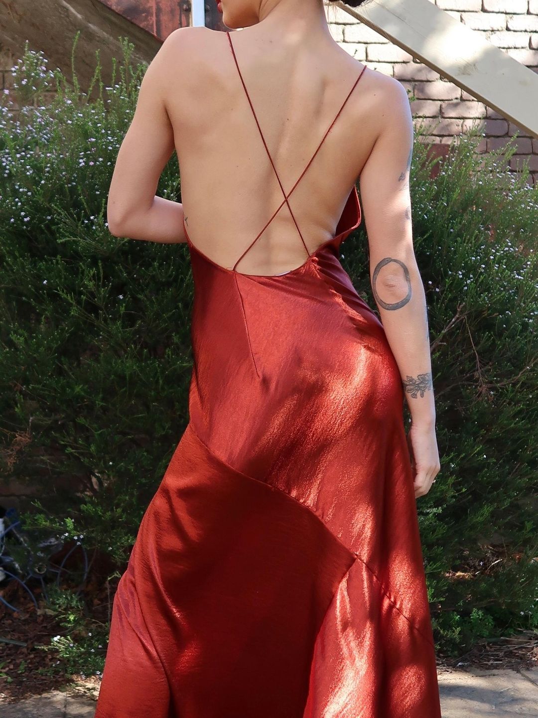 ONE FELL SWOOP MONICA MAXI SLIP DRESS IN SPICE Red Size 6 for rent on The Volte - main image