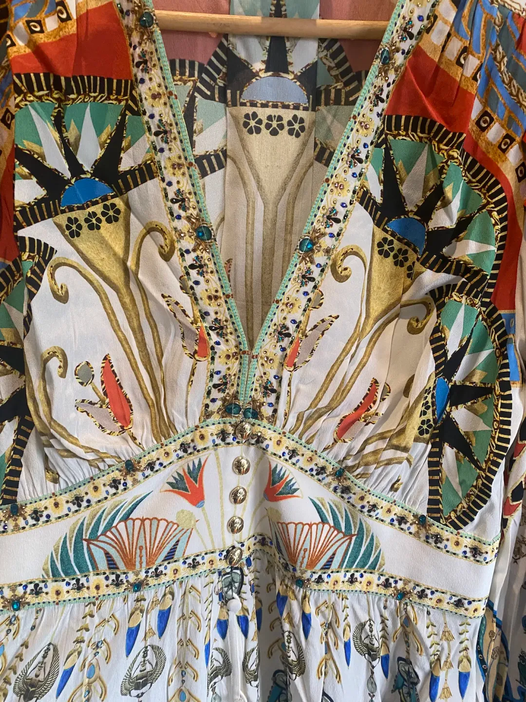 Camilla Valley of the Queens Shaped Waistband Dress with Gathered Sleeves Size M / AU 12 for rent on The Volte - main image