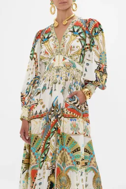 Camilla Valley of the Queens Shaped Waistband Dress with Gathered Sleeves Size M / AU 12 for rent on The Volte - image 4