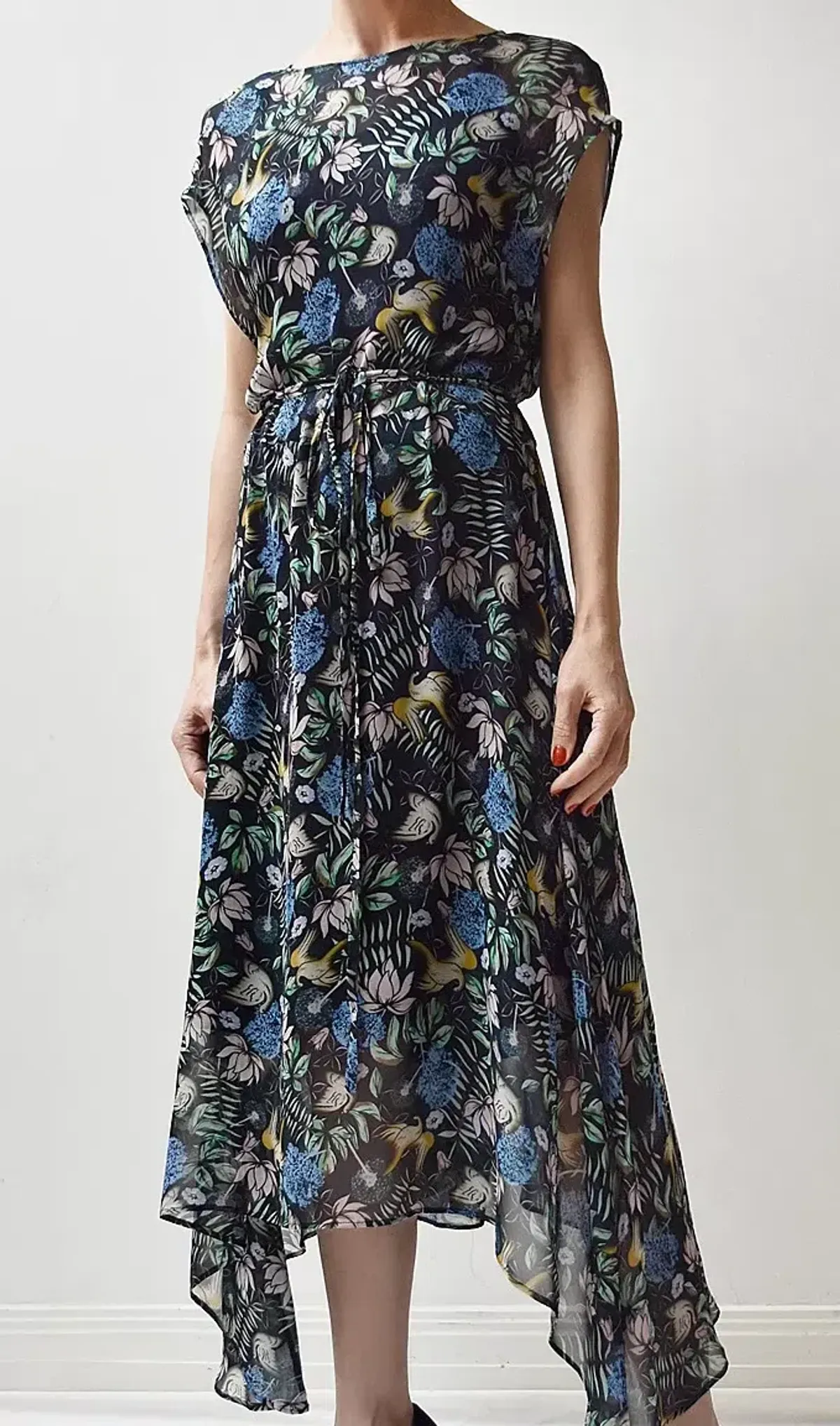 Scanlon and Theodore Bird and Floral Print Midi Dress Size 10 - Image 3