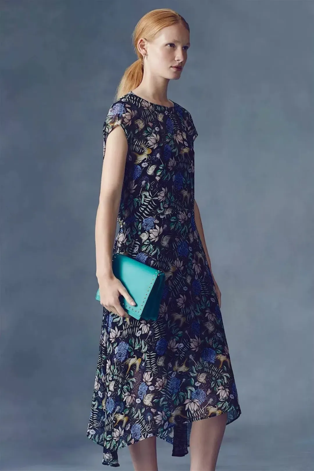 Scanlon and Theodore Bird and Floral Print Midi Dress Size 10 for rent on The Volte - main image