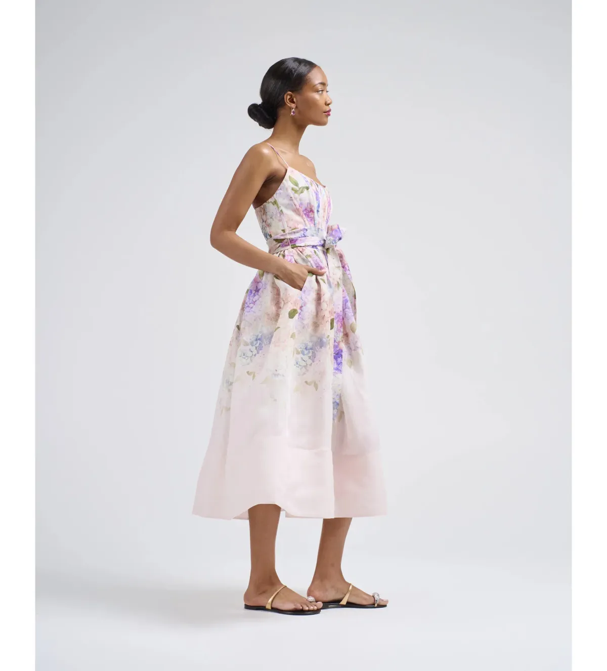 Zimmermann Dawning Corset Midi Dress Multi Hydrangea Size 1/AU 10 - Image 2
