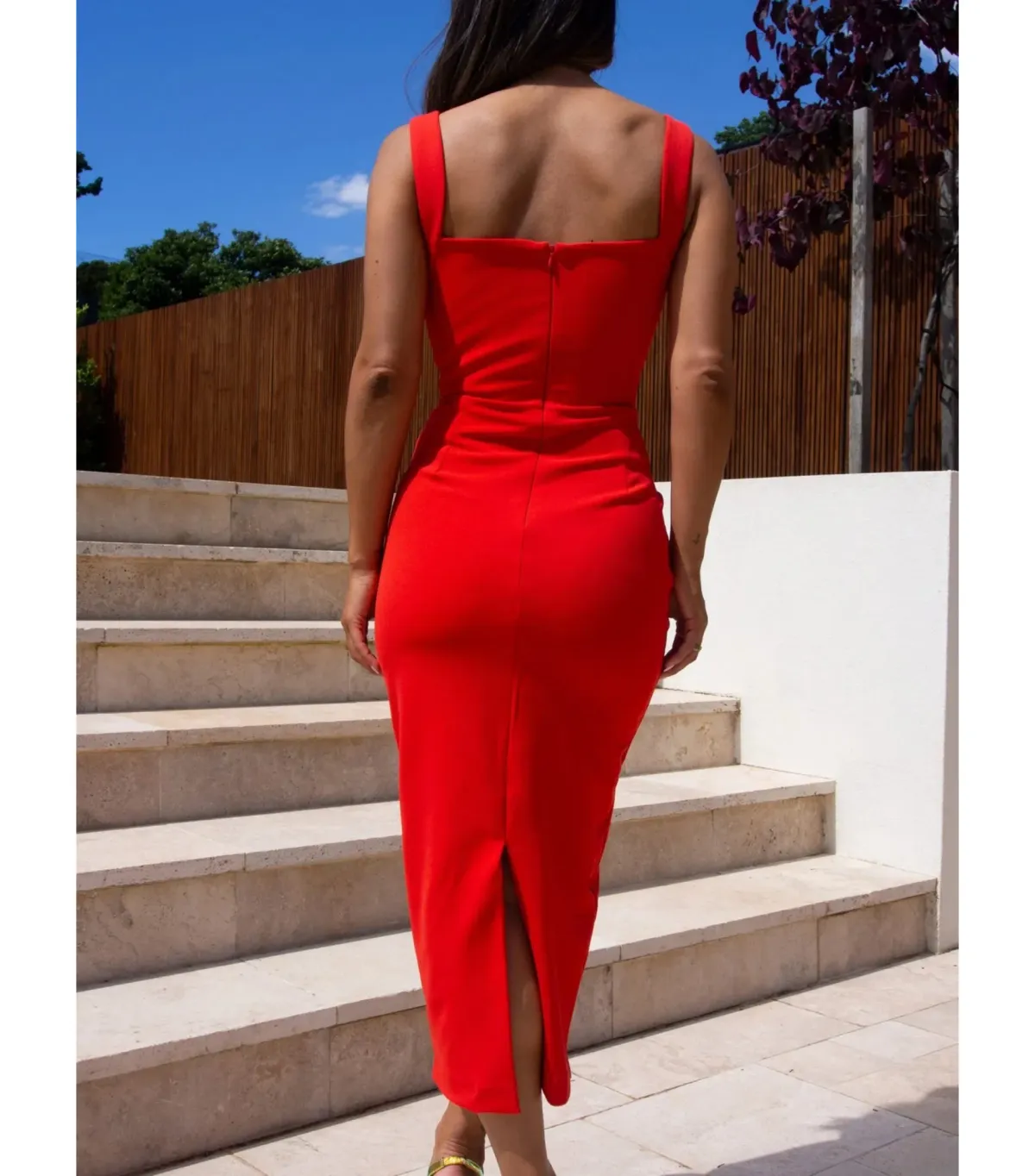 Effie Kats Marbella Dress Cherry Red Size L / AU 12 - Image 5