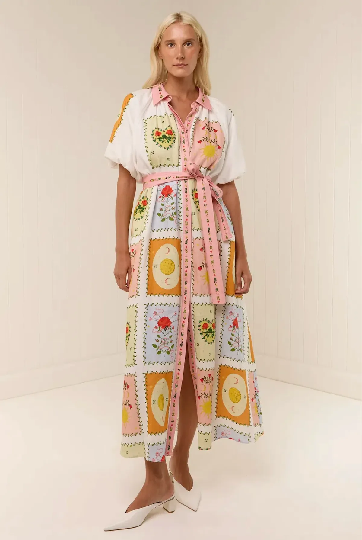 Palm Noosa Marla Midi Dress Siesta Tile Print Size 12 - Image 2