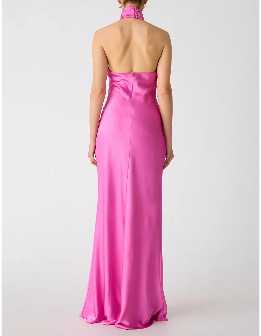 MISHA Teresa Rosette Detail Satin Maxi Gown Purple Rose Size 6/XS for rent on The Volte - main image