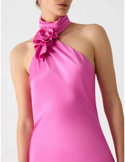MISHA Teresa Rosette Detail Satin Maxi Gown Purple Rose Size 6/XS for rent on The Volte - image 4