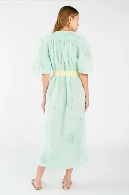 Oroton Lace Column Relaxed Midi Dress Sea Spray Green Size 10 fits 12 too for rent on The Volte - image 3