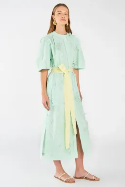 Oroton Lace Column Relaxed Midi Dress Sea Spray Green Size 10 fits 12 too for rent on The Volte - image 1