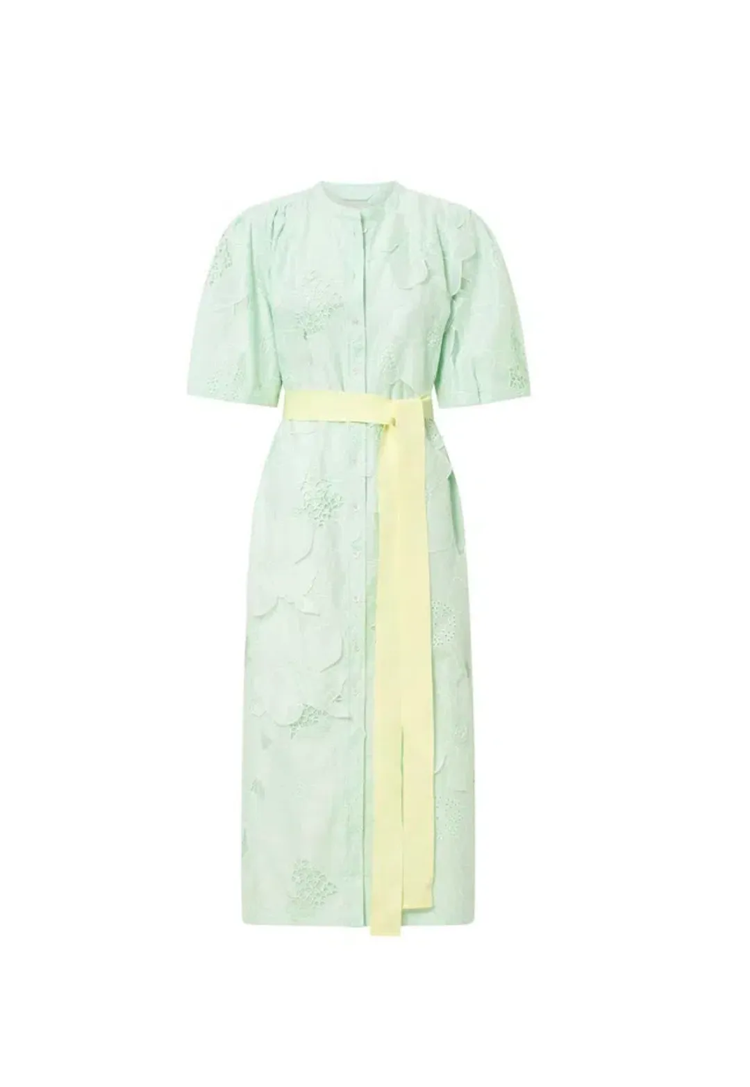 Oroton Lace Column Relaxed Midi Dress Sea Spray Green Size 10 fits 12 too for rent on The Volte - main image