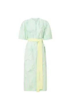 Oroton Lace Column Relaxed Midi Dress Sea Spray Green Size 10 fits 12 too for rent on The Volte - image 6