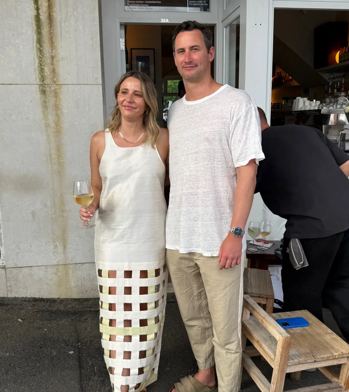 Lucy Folk Silk Long Grid Dress White Size 2/Au 10/Medium - Image 2