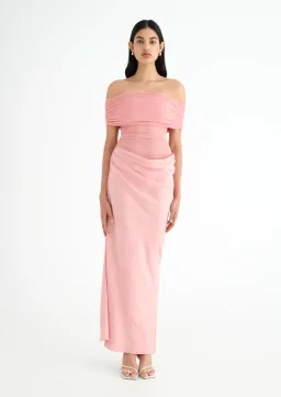 Benni Nico Off Shoulder Maxi Dress Candy Floss Size S/AU 8 for rent on The Volte - image 1