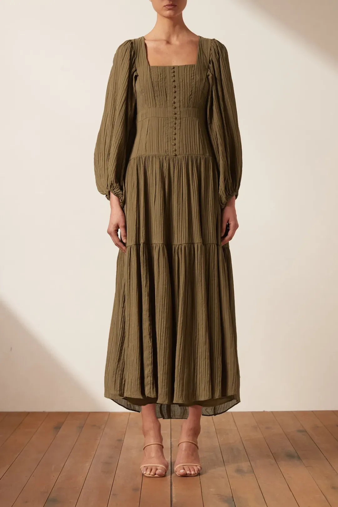 Shona Joy Mila Square Neck Midi Dress Size 6 for rent on The Volte - main image