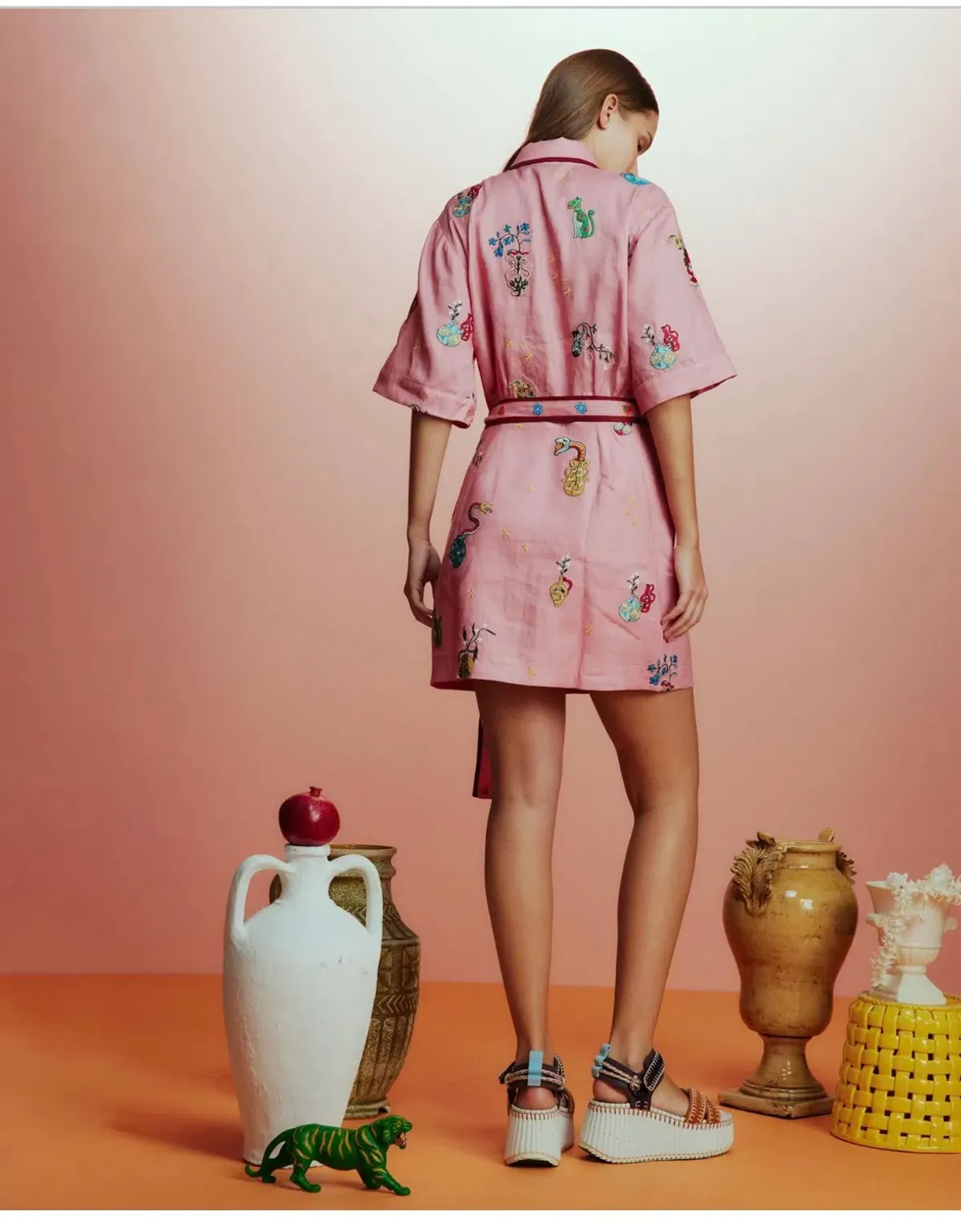 Alemais Timmy Embroidered Mini Dress Pink Size AU 14 - Image 3