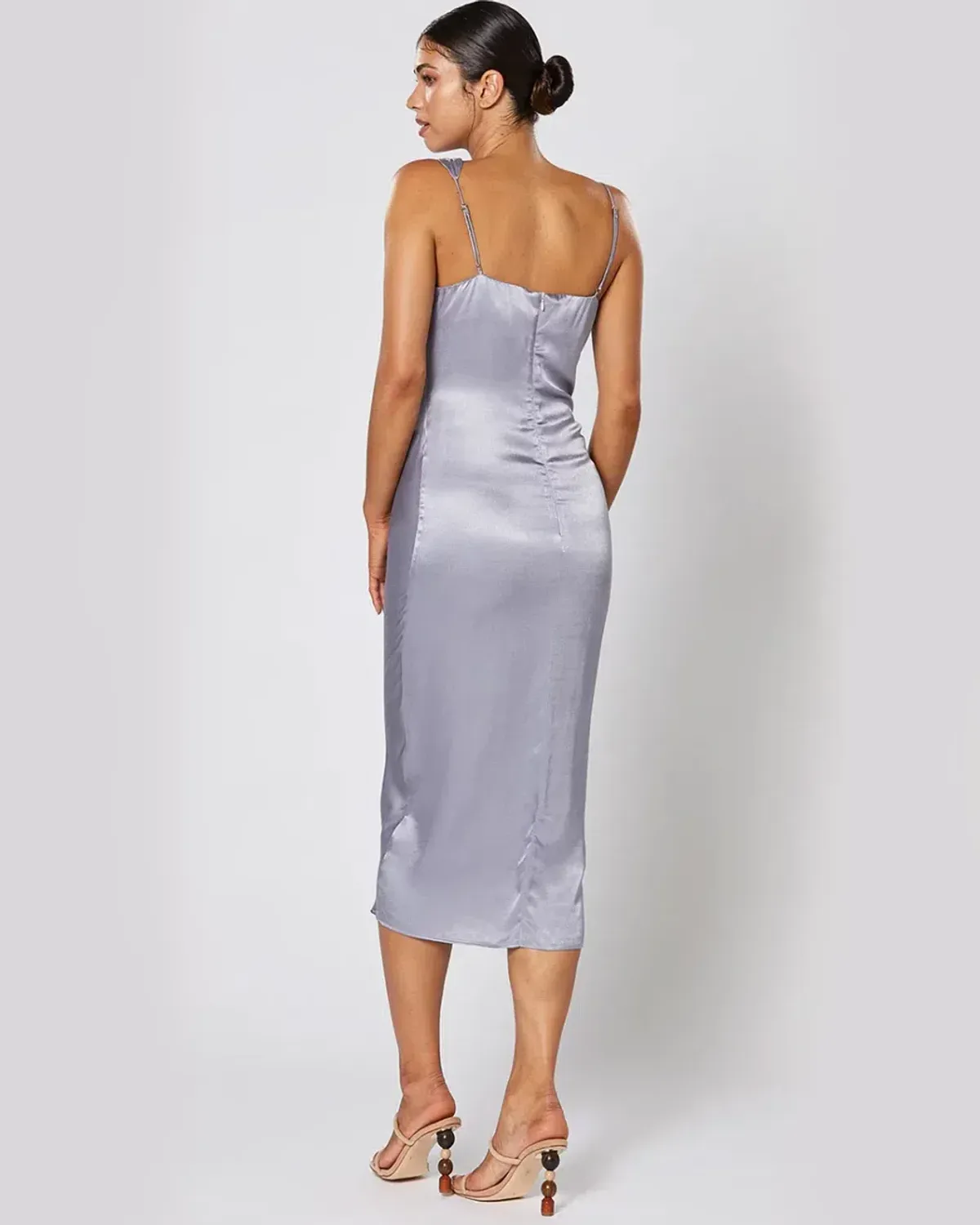 Winona Cara Midi Slip Dress in Steel Grey Size AU 14 - Image 2