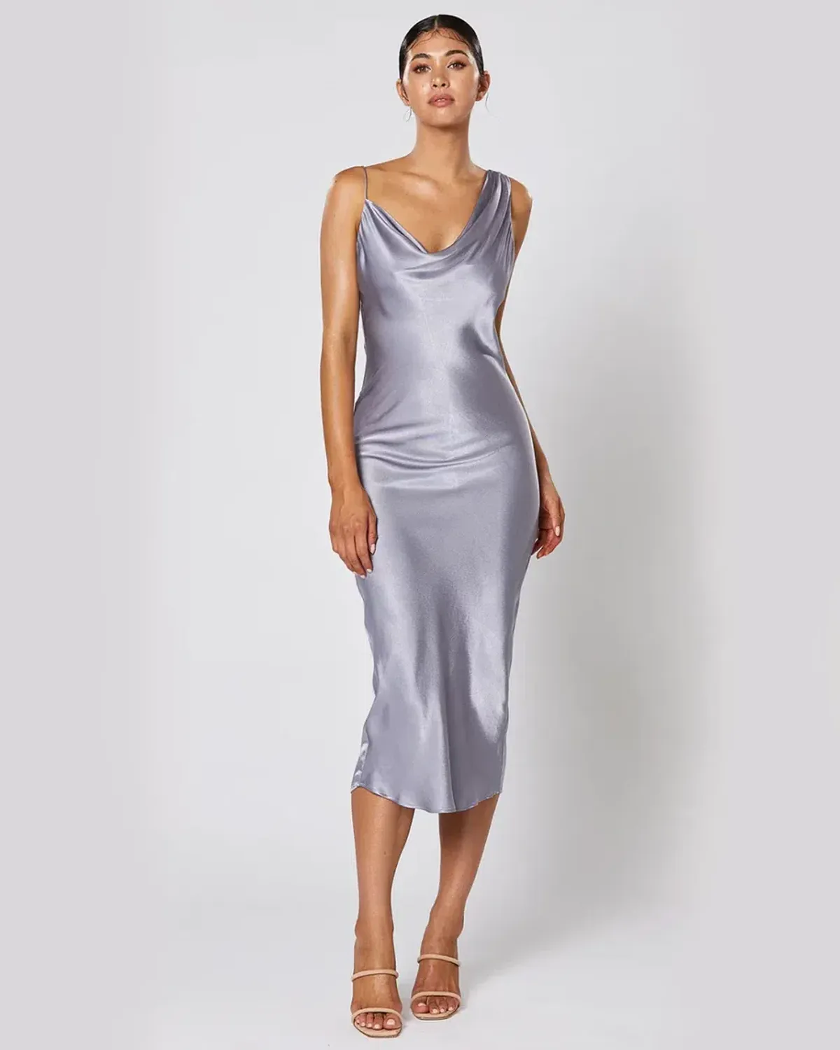 Winona Cara Midi Slip Dress in Steel Grey Size AU 14 - Image 1