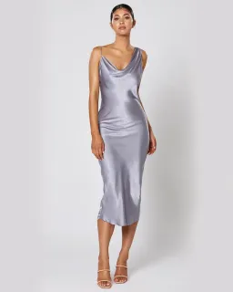 Winona Cara Midi Slip Dress in Steel Grey Size AU 14 for rent on The Volte - image 1