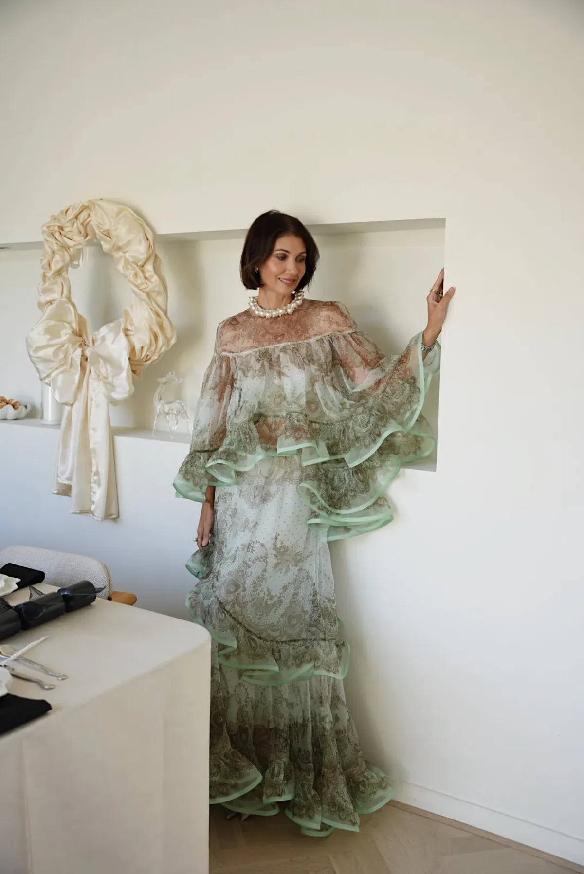 Zimmermann Crush Top & Maxi Skirt Set Green Size AU 6 - Image 1