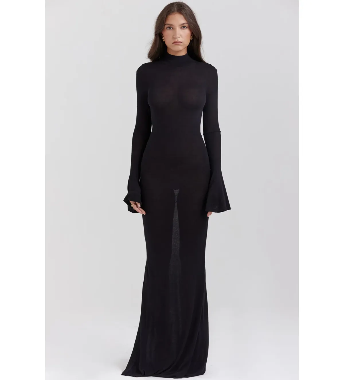 House of CB Sancha Knit Maxi Dress in Black Size AU 8 for rent on The Volte - main image