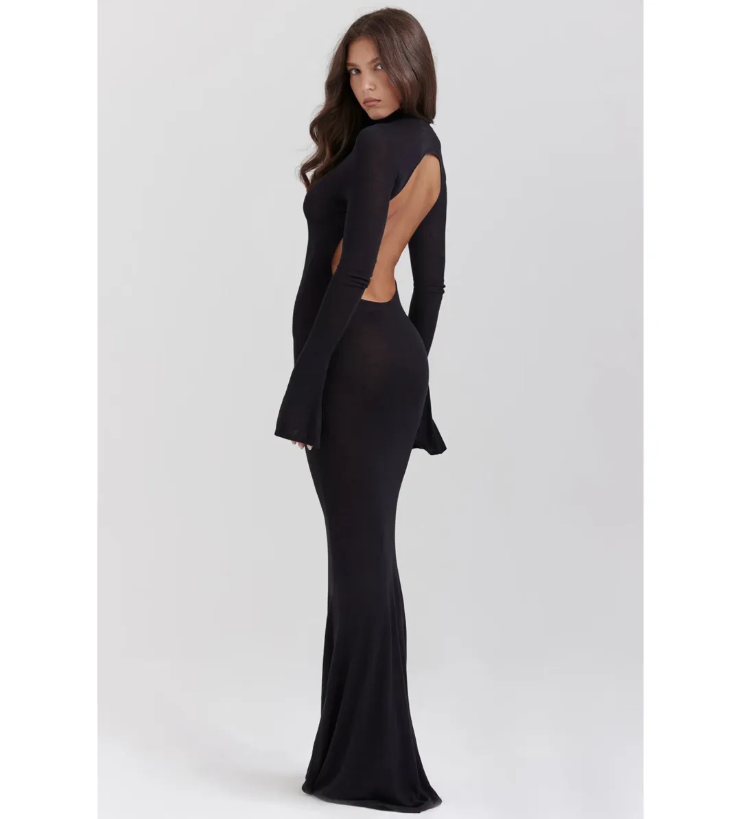 House of CB Sancha Knit Maxi Dress in Black Size AU 8 for rent on The Volte - main image