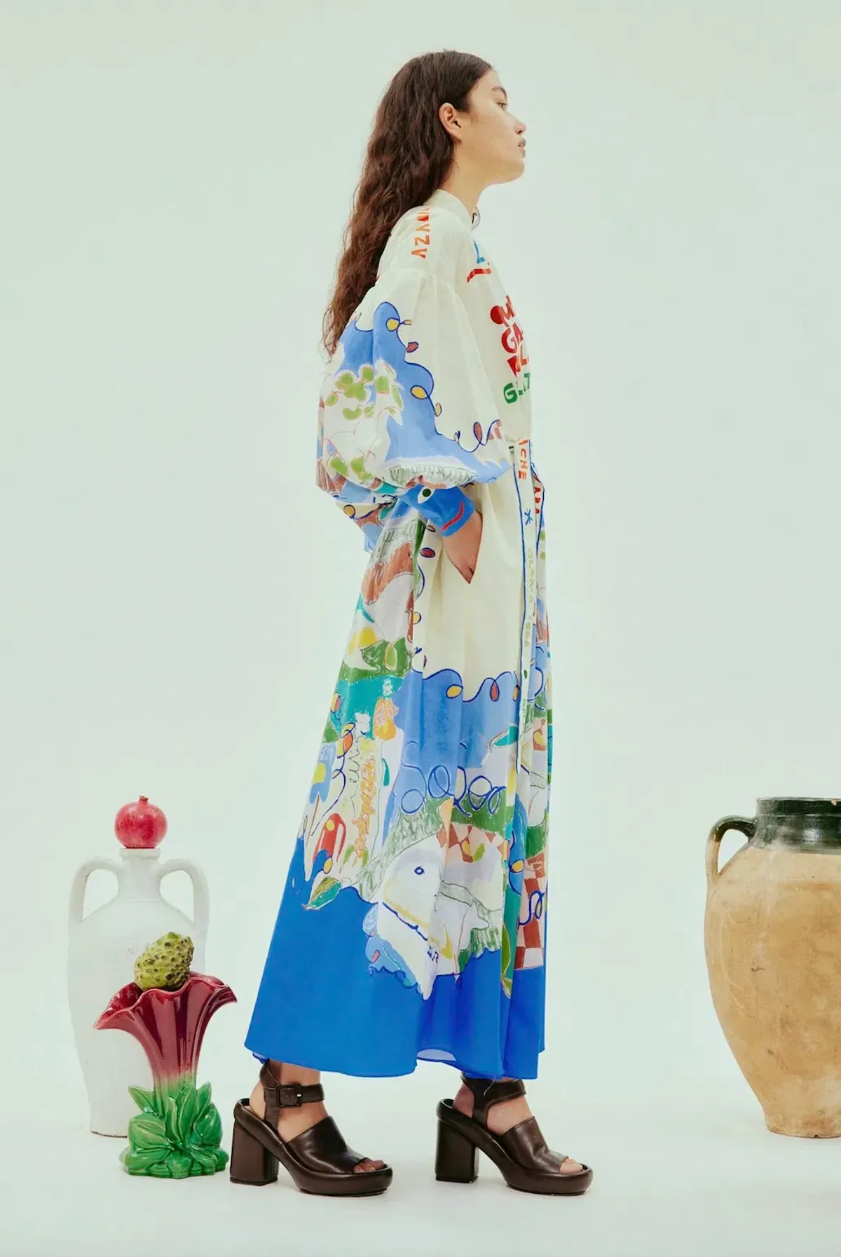 Alemais Nadia Shirt Dress Maxi White Multi Size Small Size 8 - Image 4