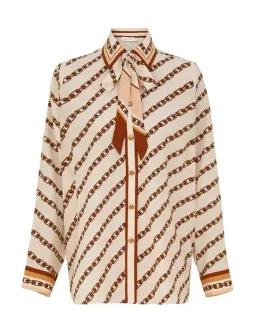Zimmermann The Relaxed Shirt and Belted Wide Leg Pan Size 0P/Au 6 and Size 1/Au 10 in Cream Chain for rent on The Volte - image 1