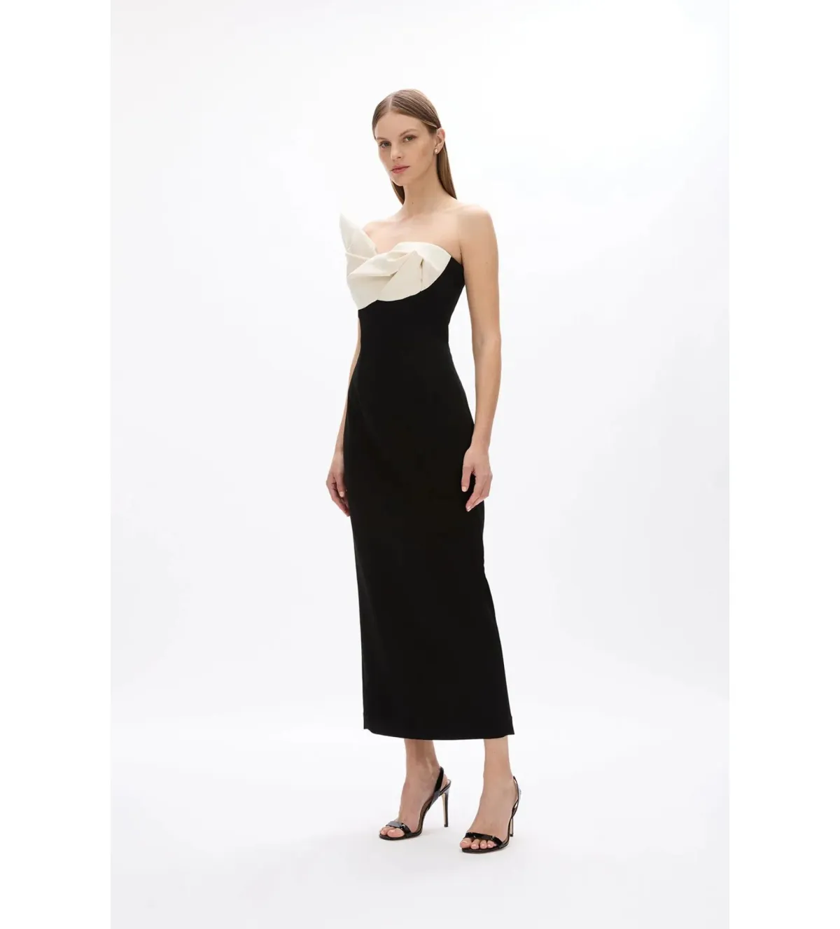 Rachel Gilbert Cassidy Midi Dress Black/Coconut Size AU 8 - Image 2